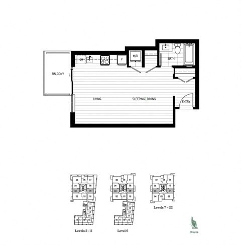 Floor plan for studio, 1 bath, 482 sqft